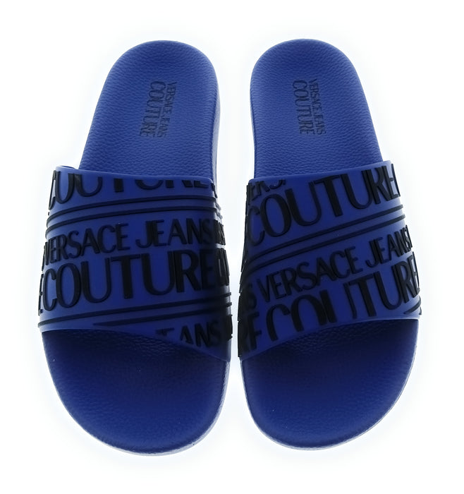 Versace Jeans Couture Blue Signature Script Pool Slide-