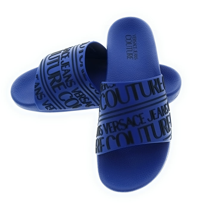 Versace Jeans Couture Blue Signature Script Pool Slide-