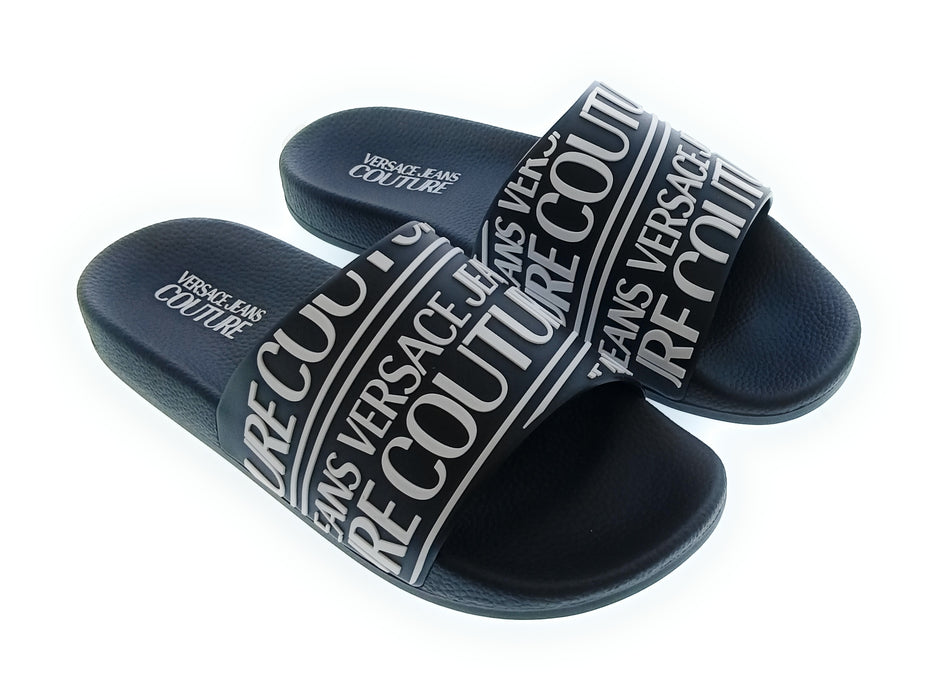 Versace Jeans Couture Black Signature Script Pool Slide- 8
