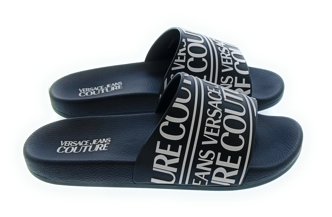 Versace Jeans Couture Black Signature Script Pool Slide-