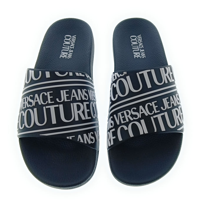 Versace Jeans Couture Black Signature Script Pool Slide-