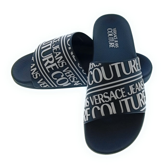 Versace Jeans Couture Black Signature Script Pool Slide-