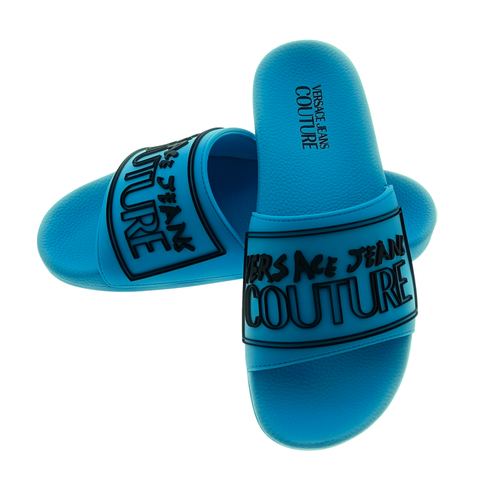 Versace Jeans Couture Bright Blue Signature Pool Slide-