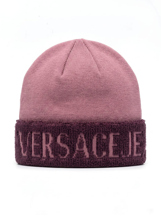 Versace Jeans Couture Womens Pink Logo Cuff Knit Beanie