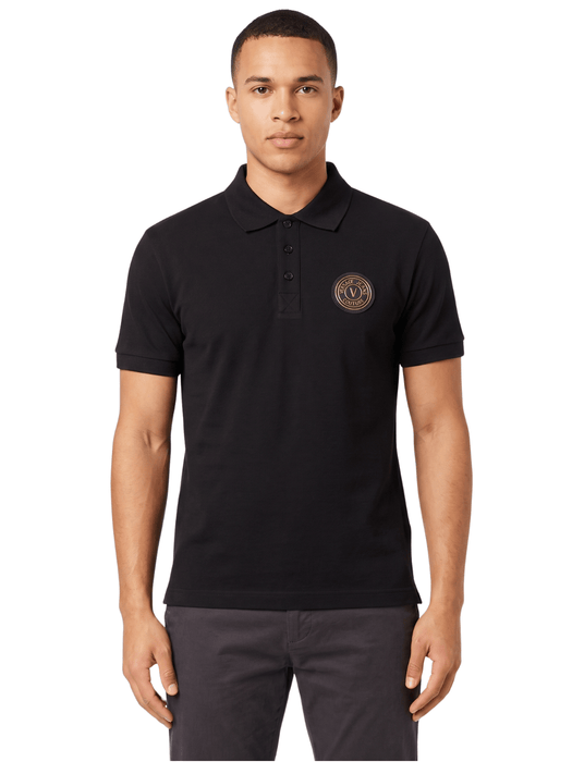Versace Jeans Couture Black Polo Shirt – Classic Medallion Chest Logo-XL