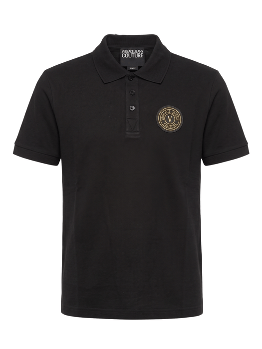 Versace Jeans Couture Black Polo Shirt – Classic Medallion Chest Logo-