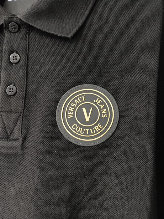 Versace Jeans Couture Black Polo Shirt – Classic Medallion Chest Logo-