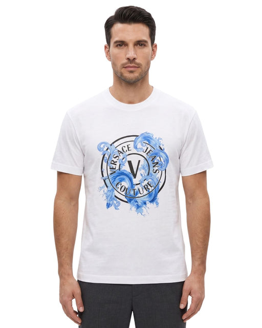 Versace Jeans Couture White T-Shirt – Baroque  Medallion  Logo-