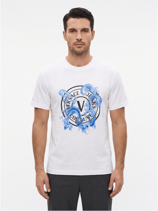 Versace Jeans Couture White T-Shirt – Baroque  Medallion  Logo-XXXL