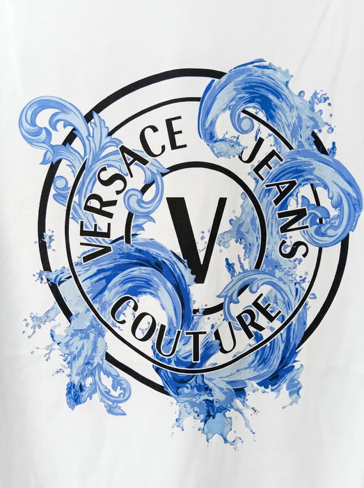 Versace Jeans Couture White T-Shirt – Baroque  Medallion  Logo-