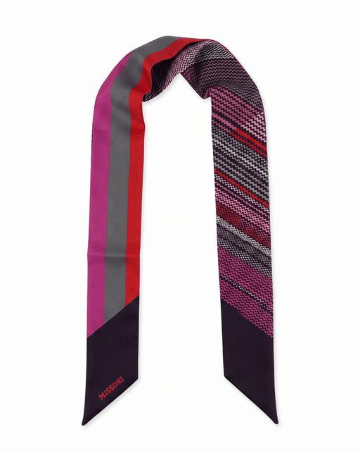 Missoni Multicolor Silk Reversible Chevron Ribbon Scarf
