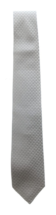 Emporio Armani 100% Silk Silver Gray Geometric Logo Pattern 3in Tie - Made in Italy