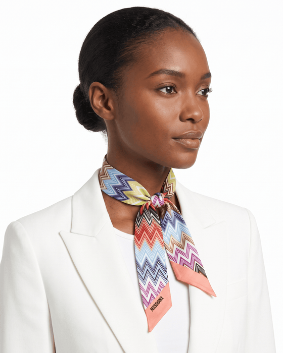 Missoni Pale Blue Silk Classic Print Ribbon Scarf