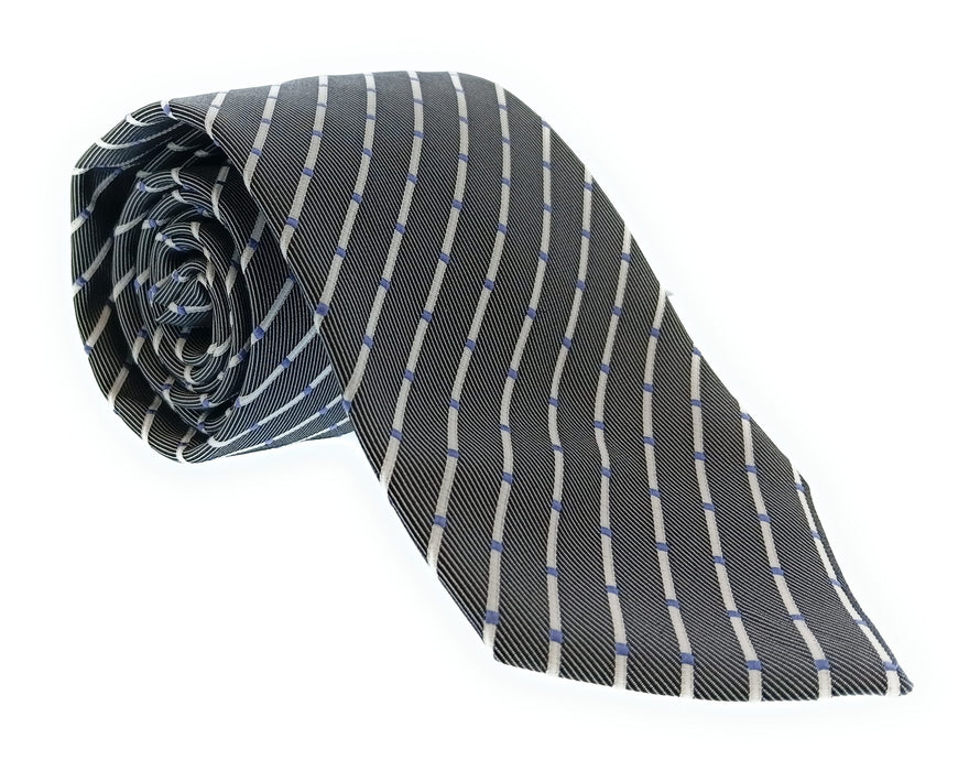 Emporio Armani 100% Silk Black Diagonal Stripe 3in Tie - Made in Italy
