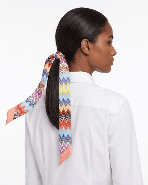 Missoni Multicolor Silk Zigzag Ribbon Scarf