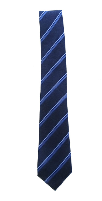 Emporio Armani Linen Silk Blend Navy Blue Diagonal Stripe 3in Tie - Made in Italy