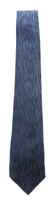 Emporio Armani 100% Silk Navy Blue Wavy Stripe 3in Tie - Made in Italy