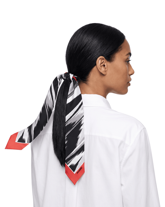 Missoni Black Red Brushstroke Print Silk Ribbon Scarf