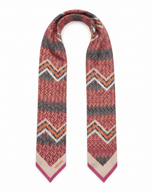 Missoni Pink Silk Classic Ribbon Scarf