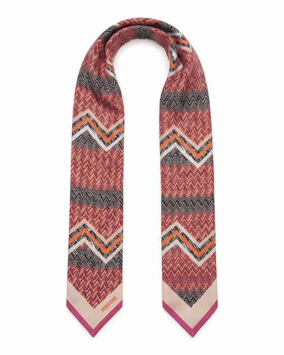 Missoni Pink Silk Classic Ribbon Scarf