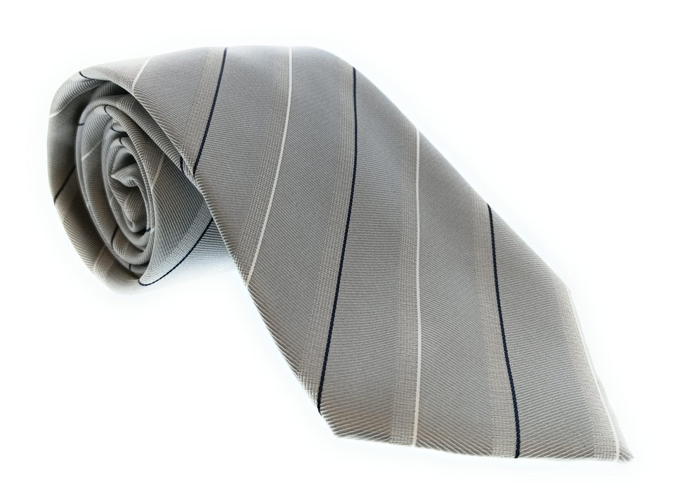 Emporio Armani 100% Silk Silver Gray Diagonal Stripe 3in Tie - Made in Italy