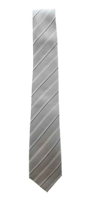 Emporio Armani 100% Silk Silver Gray Diagonal Stripe 3in Tie - Made in Italy