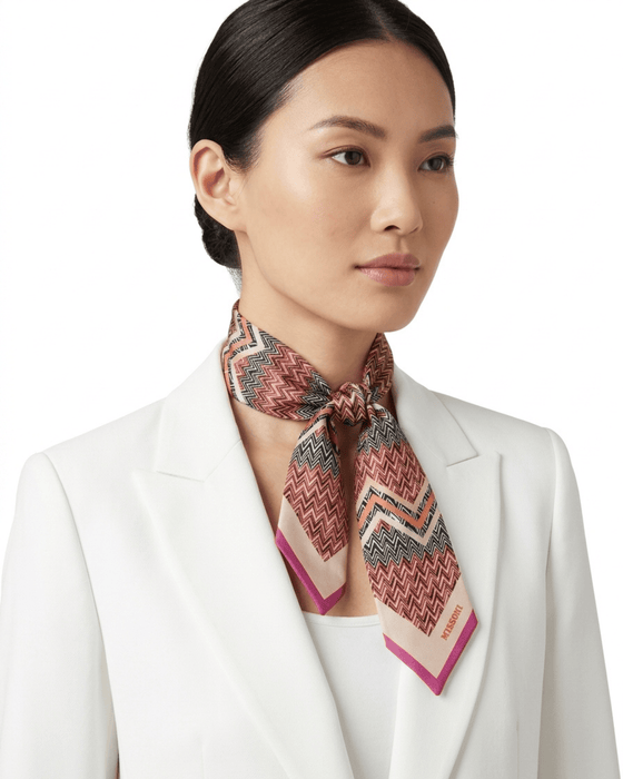 Missoni Pink Silk Classic Ribbon Scarf