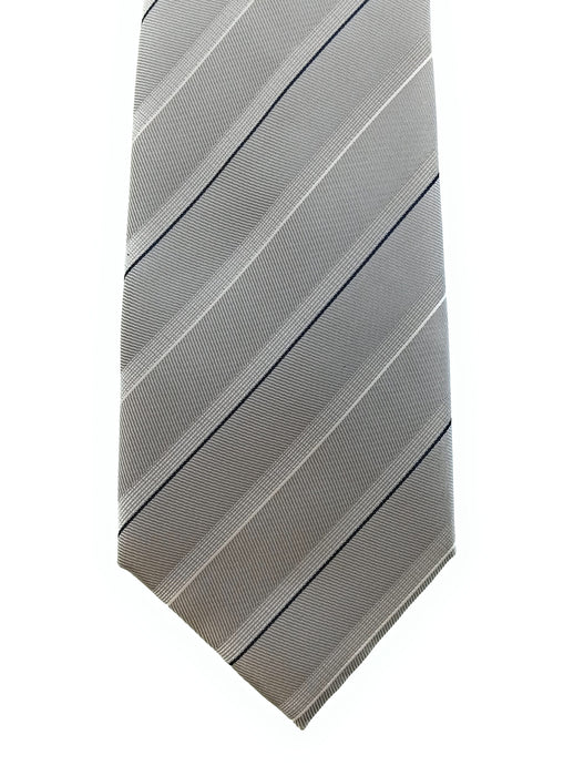Emporio Armani 100% Silk Silver Gray Diagonal Stripe 3in Tie - Made in Italy