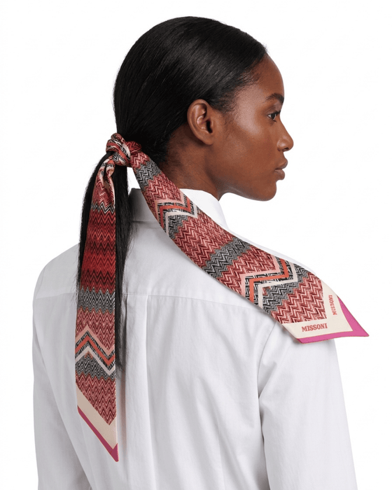 Missoni Pink Silk Classic Ribbon Scarf