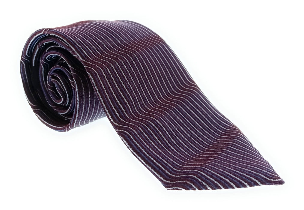 Emporio Armani 100% Silk Black Wavy Stripe 3in Tie - Made in Italy