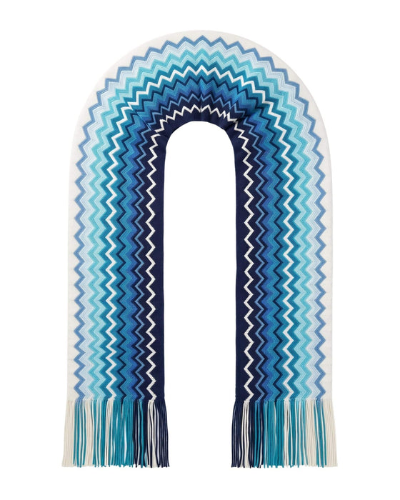 Missoni Blue Ombre Classic Zigzag Cotton Scarf