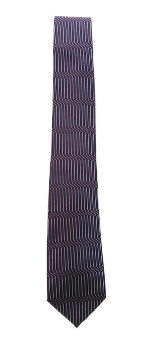 Emporio Armani 100% Silk Black Wavy Stripe 3in Tie - Made in Italy