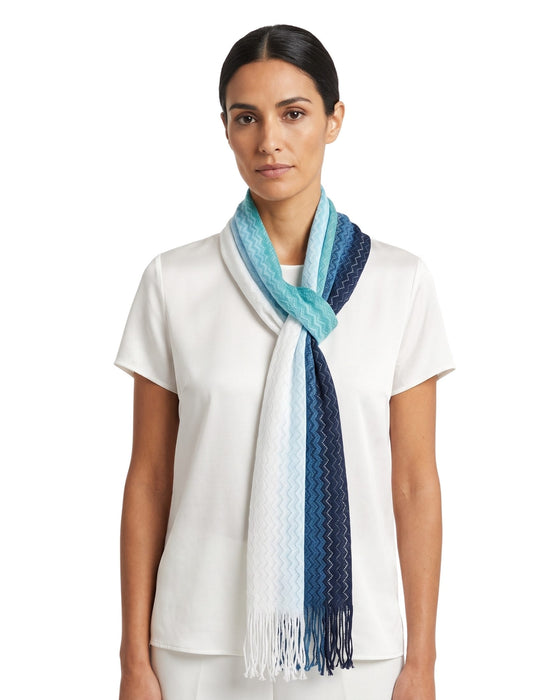 Missoni Blue Ombre Classic Zigzag Cotton Scarf