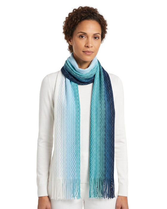 Missoni Blue Ombre Classic Zigzag Cotton Scarf