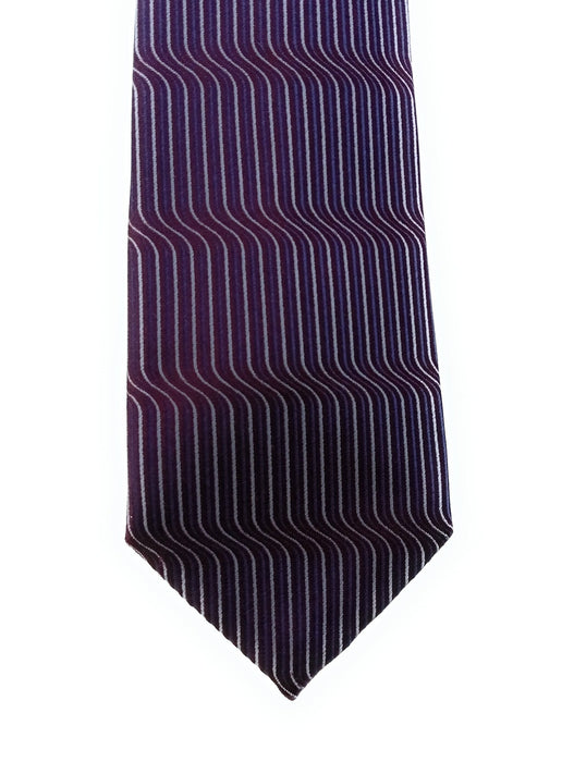 Emporio Armani 100% Silk Black Wavy Stripe 3in Tie - Made in Italy