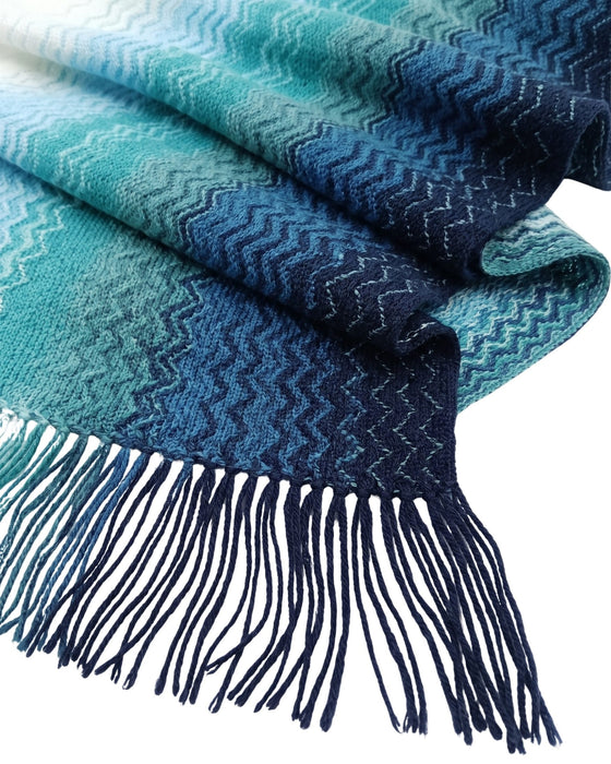 Missoni Blue Ombre Classic Zigzag Cotton Scarf