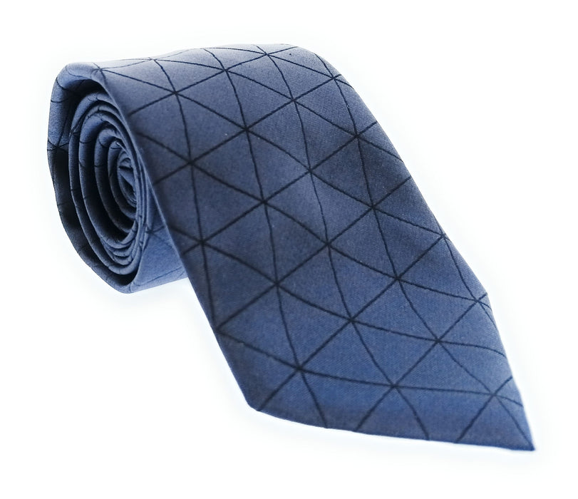 Emporio Armani 100% Silk Navy Blue Geometric Triangle 3in Tie - Made in Italy
