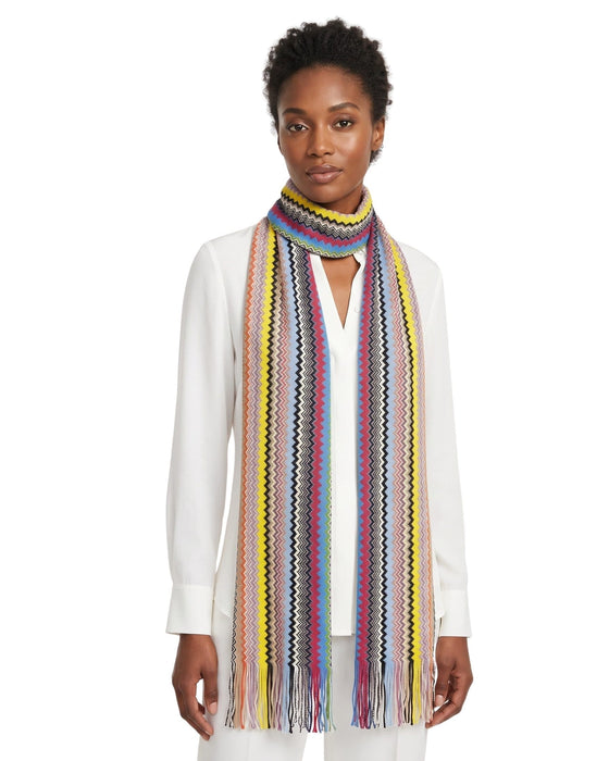 Missoni Multicolor Classic Zigzag Cotton Blend Scarf