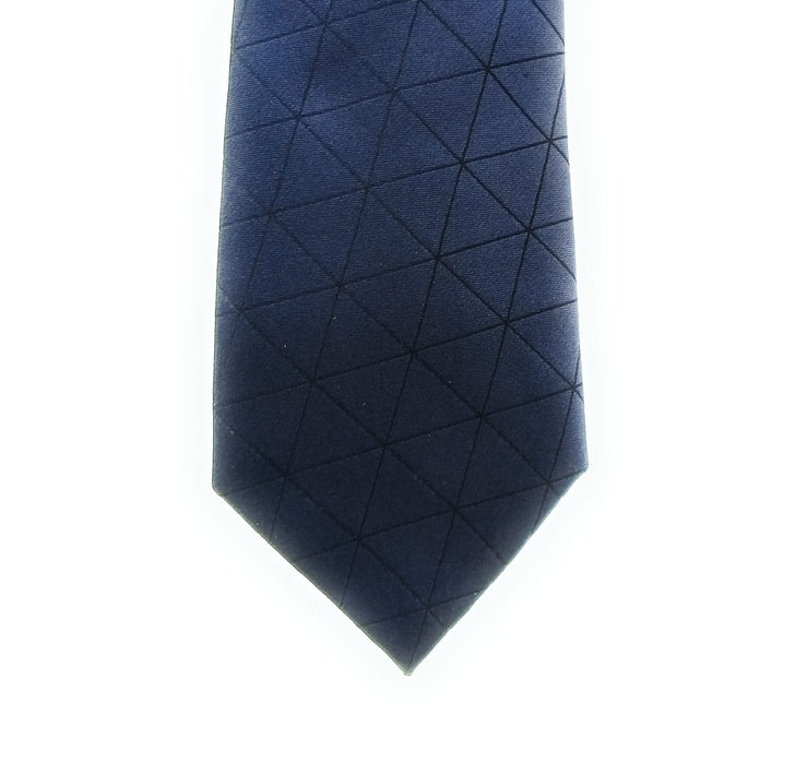 Emporio Armani 100% Silk Navy Blue Geometric Triangle 3in Tie - Made in Italy