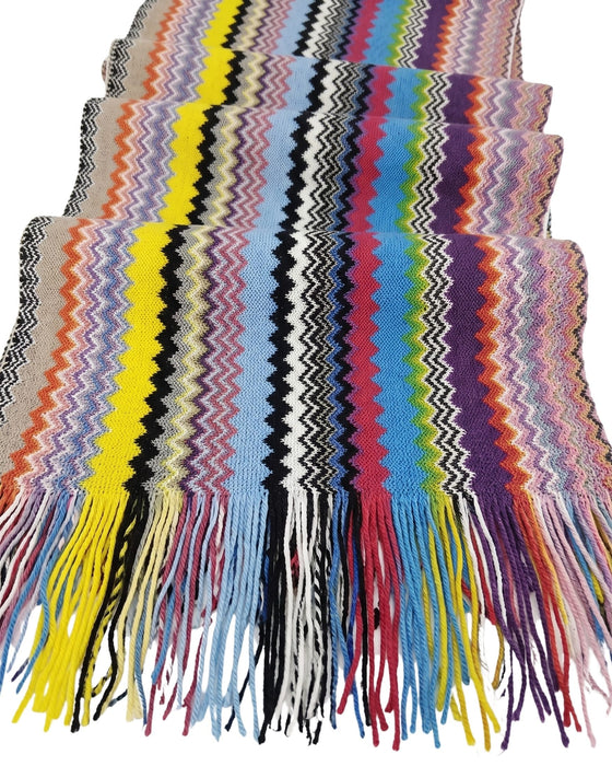 Missoni Multicolor Classic Zigzag Cotton Blend Scarf