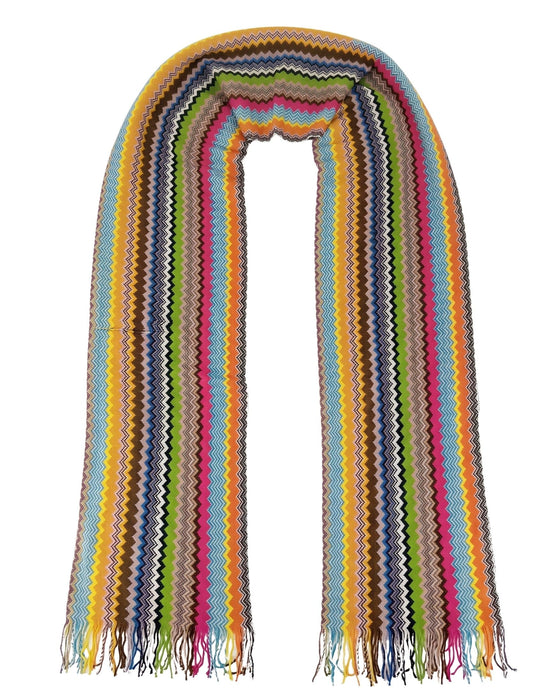 Missoni Multicolor Classic Zigzag Cotton Blend Scarf