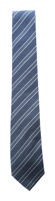 Emporio Armani 100% Silk Navy Blue Diagonal Stripe 3in Tie - Made in Italy