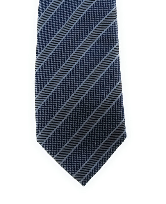 Emporio Armani 100% Silk Navy Blue Diagonal Stripe 3in Tie - Made in Italy