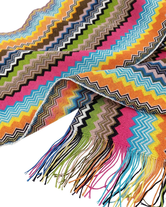 Missoni Multicolor Classic Zigzag Cotton Blend Scarf