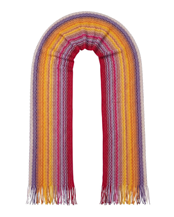 Missoni Bright Orange Hues Classic Zigzag Cotton Scarf