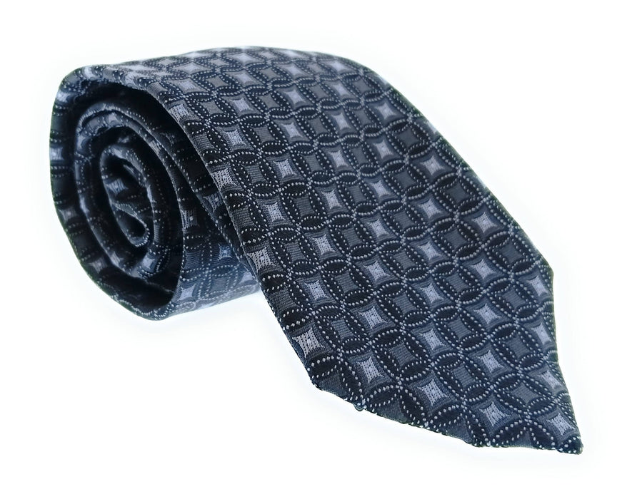 Emporio Armani 100% Silk Navy Blue Geometric Square 3in Tie - Made in Italy