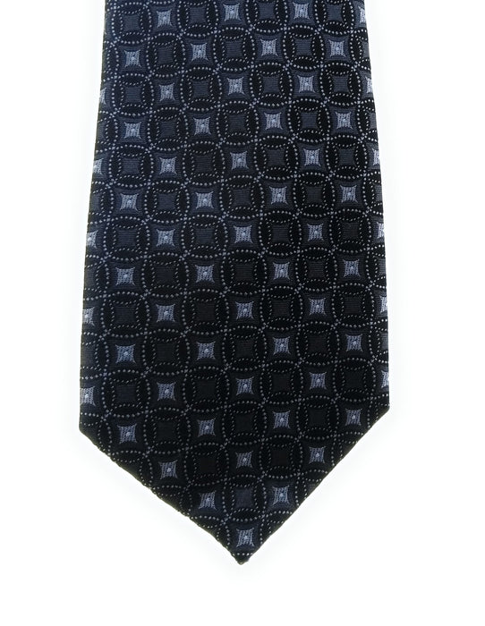 Emporio Armani 100% Silk Navy Blue Geometric Square 3in Tie - Made in Italy
