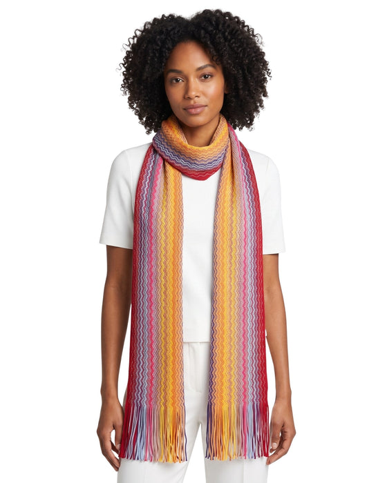 Missoni Bright Orange Hues Classic Zigzag Cotton Scarf