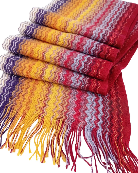 Missoni Bright Orange Hues Classic Zigzag Cotton Scarf