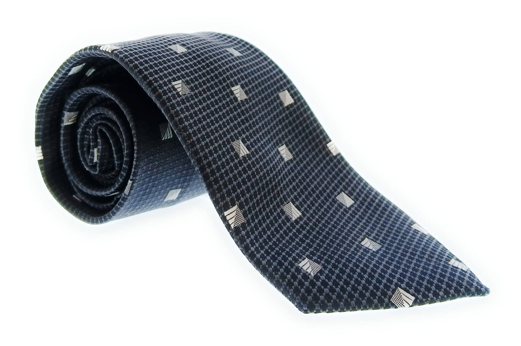 Emporio Armani 100% Silk Black Geometric Square 3in Tie - Made in Italy